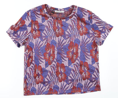 Additional front view of Zara women’s blue floral basic blouse, size S
