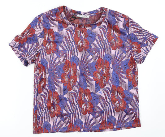 Zara Womens Blue Floral  Basic Blouse Size S