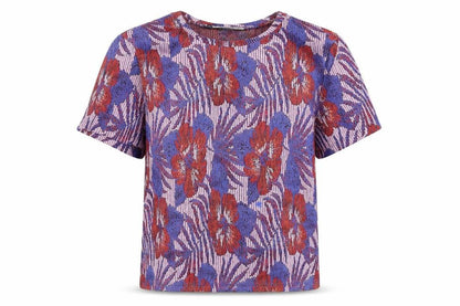 Front view of Zara women’s blue floral basic blouse, size S