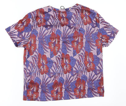 Back view of Zara women’s blue floral basic blouse, size S