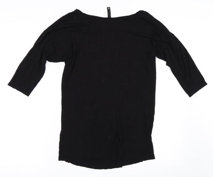 Back view of H&M women’s black basic t-shirt, size UK 8