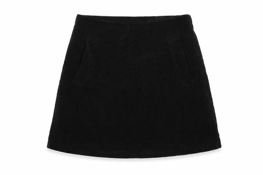 Front view of New Look women’s black a-line skirt, size UK 10