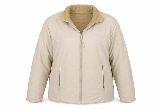 Front view of Bonmarché women’s beige jacket coat, size UK 16