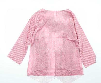 Back view of Miss look women’s red striped basic t-shirt, size L