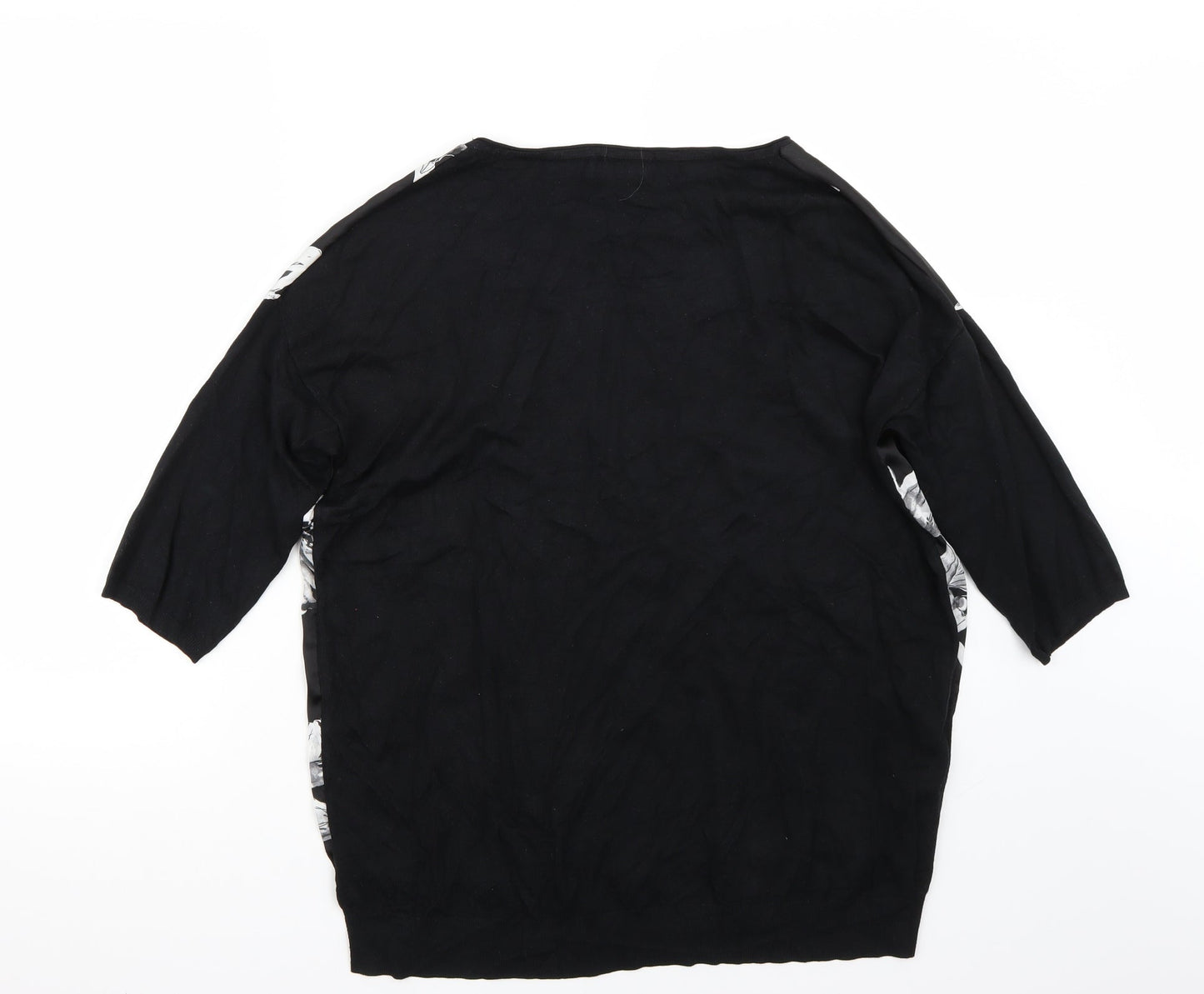 Papaya Womens Black Floral  Basic T-Shirt Size M