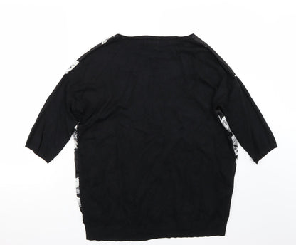 Back view of Papaya women’s black floral basic t-shirt, size M