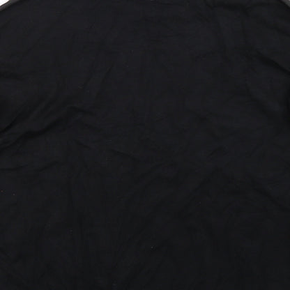 Brand and care label for Papaya women’s black floral basic t-shirt, size M