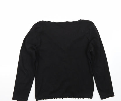 Back view of MIA women’s black cardigan jumper, size UK 14
