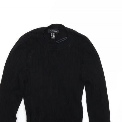 Close-up detail of New Look women’s black jumper, size UK 6