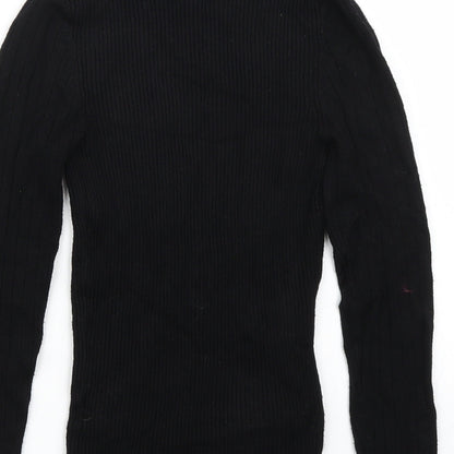 Brand and care label for New Look women’s black jumper, size UK 6
