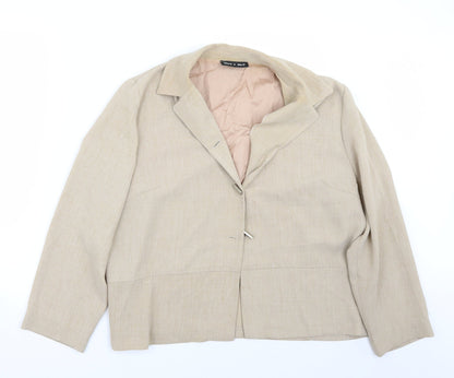 Additional front view of Warp + Weft women’s beige jacket blazer, size UK 18