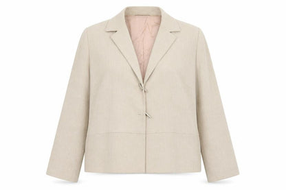 Front view of Warp + Weft women’s beige jacket blazer, size UK 18