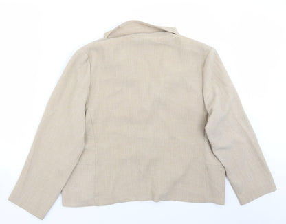 Back view of Warp + Weft women’s beige jacket blazer, size UK 18