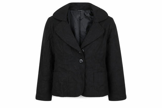 Front view of BHS women’s black jacket coat, size UK 16