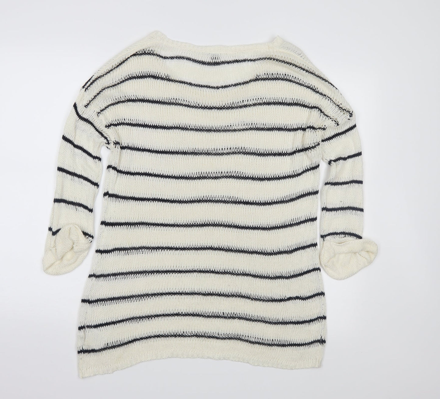 ESMARA Womens Ivory Striped Knit Pullover Jumper Size 12