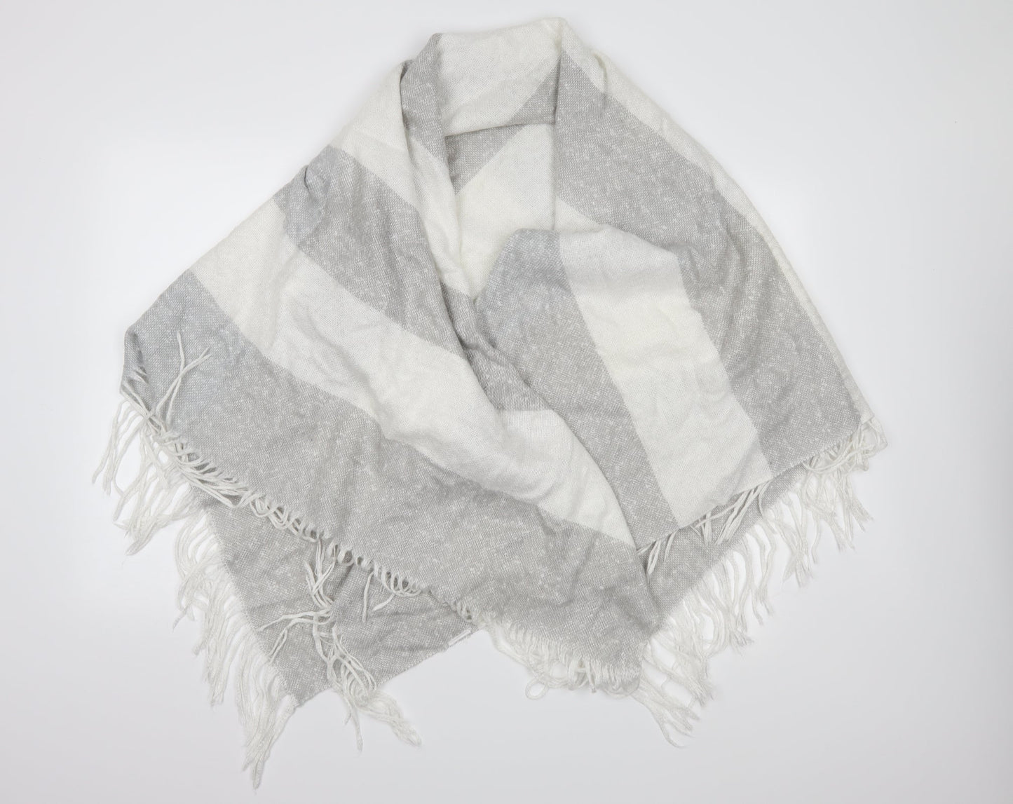 Preworn Womens Grey Striped Knit  Shawl/Wrap