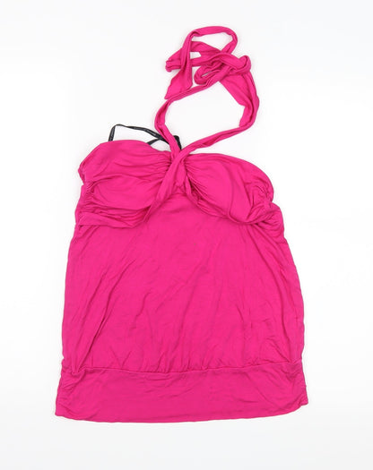 Additional front view of Dorothy Perkins women’s pink jersey basic blouse, size UK 14