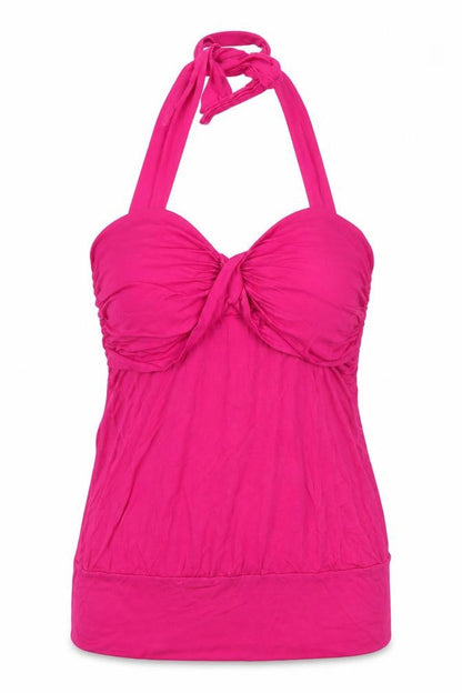 Front view of Dorothy Perkins women’s pink jersey basic blouse, size UK 14