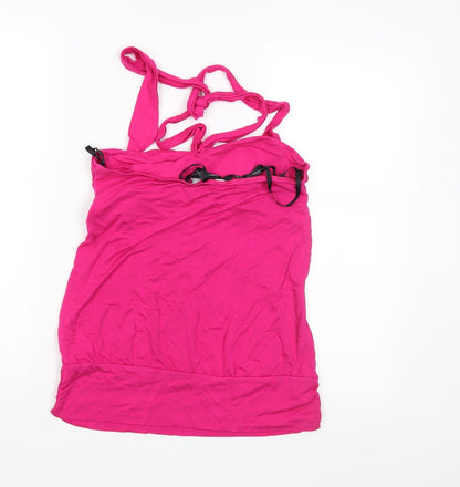 Back view of Dorothy Perkins women’s pink jersey basic blouse, size UK 14