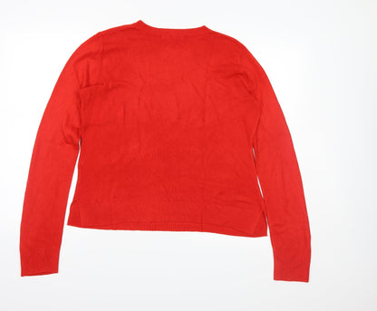 Back view of Marks & Spencer women’s red knit jumper, size UK 12
