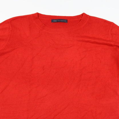 Close-up detail of Marks & Spencer women’s red knit jumper, size UK 12