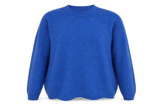 Front view of Tu women’s blue knit jumper, size UK 14