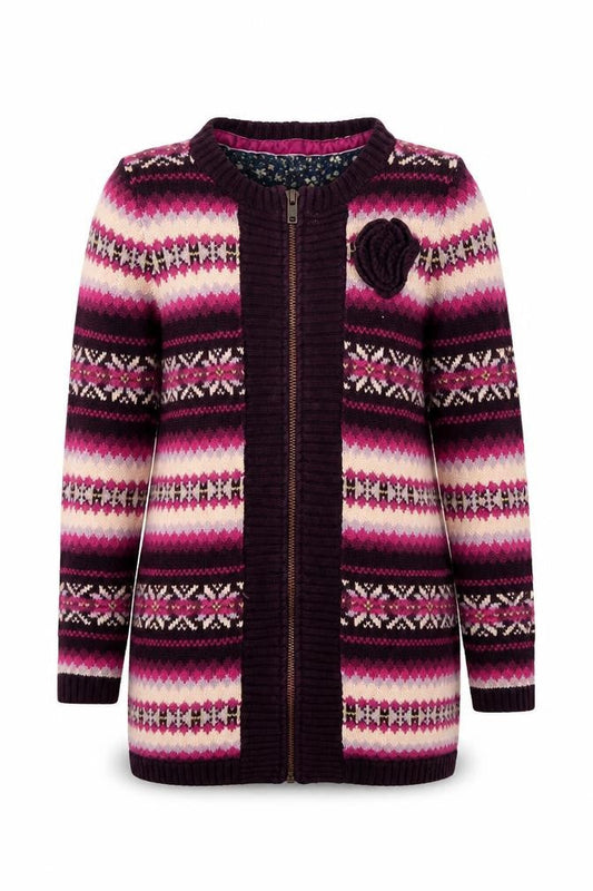 Maggie & Zoe Girls Pink Fair Isle Knit Overcoat Coatigan Size 7 Years