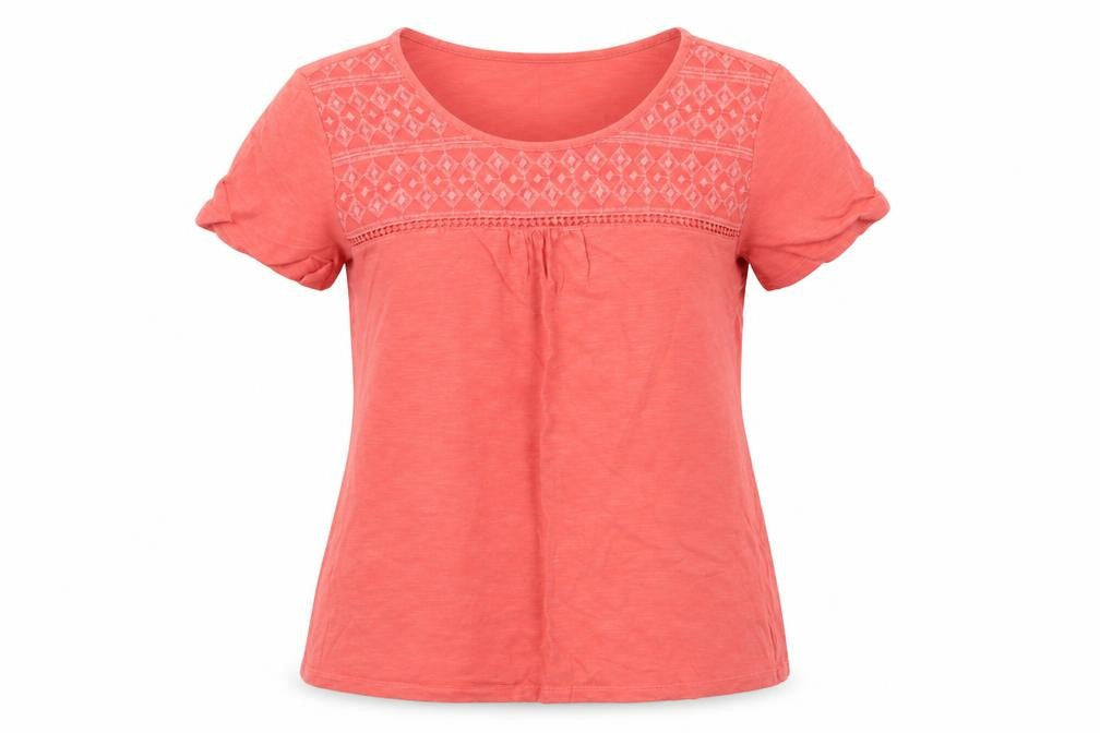 Bonmarché Womens Pink Geometric Basic T-Shirt Size 14