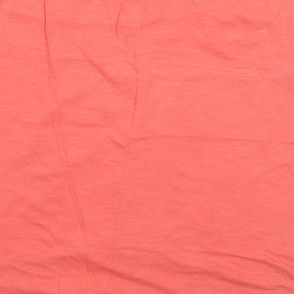Brand and care label for Bonmarché women’s pink geometric basic t-shirt, size UK 14