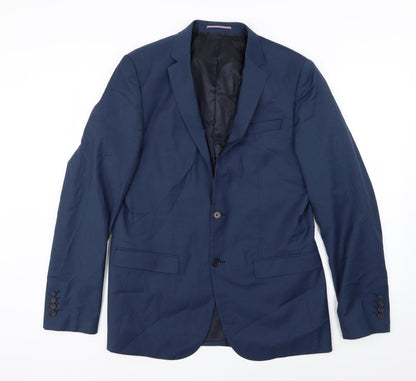 Front view of River Island men’s blue jacket suit jacket, size 42
