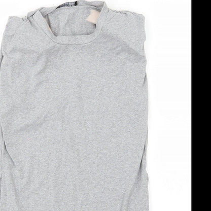 Close-up detail of Cameo Rose women’s grey jersey basic tank, size S