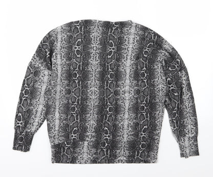 Back view of Dorothy Perkins women’s grey animal print knit jumper, size UK 12