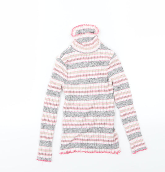 M&Co Girls Multicoloured Striped Knit Pullover Jumper Size 5-6 Years