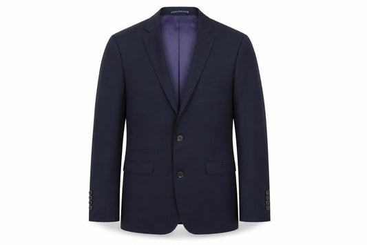 Front view of ONESIX5IVE men’s blue jacket suit, size 40