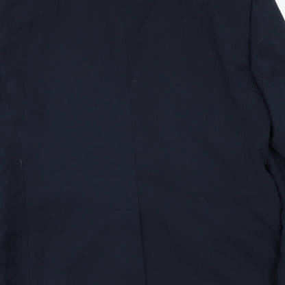 Brand and care label for ONESIX5IVE men’s blue jacket suit, size 40