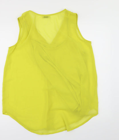 Back view of Simply Stock Shop women’s yellow basic blouse, size UK 14, - vest attached
