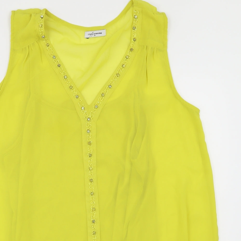 Simply Stock Shop Womens Yellow   Basic Blouse Size 14  - vest attached