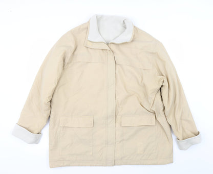 Front view of Marks & Spencer women’s beige jacket, size UK 14, - reversible