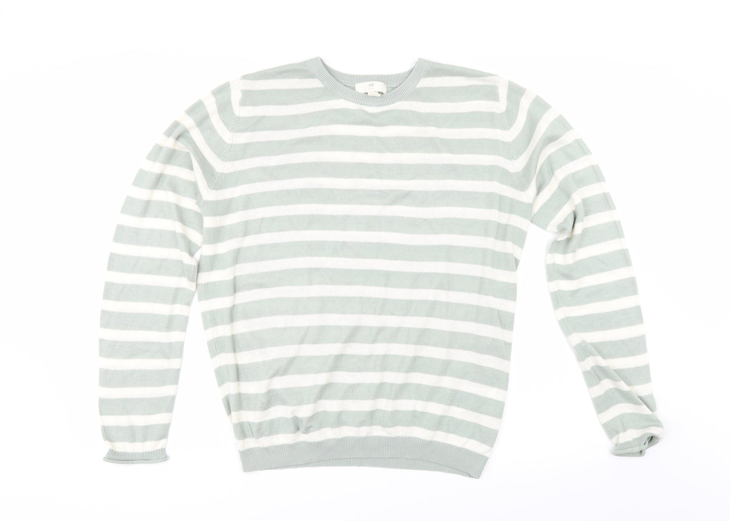 H&M Womens Green Striped  Pullover Jumper Size M