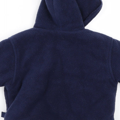 Brand and care label for Baby Mac boys’ blue jacket, size 3-6, months