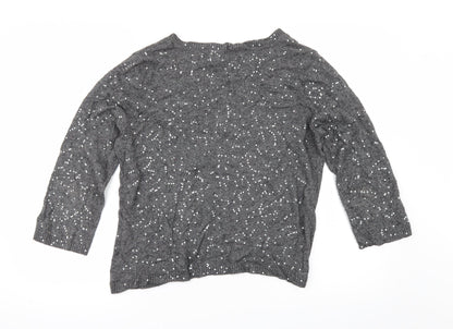 Back view of Per Una women’s grey cardigan jumper, size UK 12