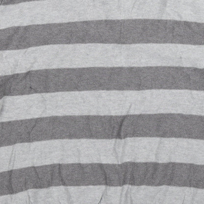 Brand and care label for George men’s grey striped knit jumper, size XL