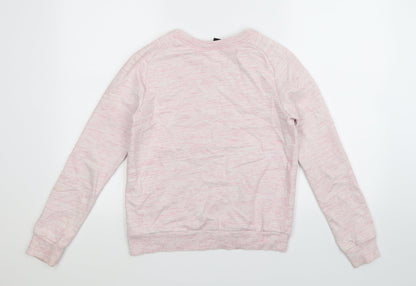 Back view of H&M women’s pink pullover sweatshirt, size XS
