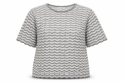 Front view of Berkertex women’s silver knit jumper, size UK 20