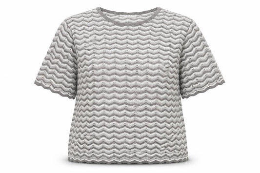 Front view of Berkertex women’s silver knit jumper, size UK 20