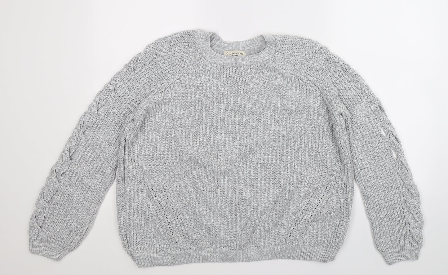 F&F Womens Grey  Knit Pullover Jumper Size 10