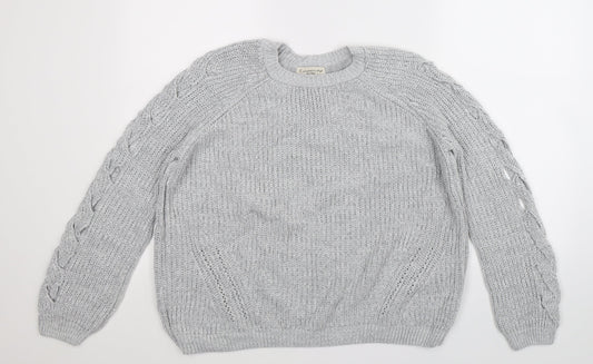 F&F Womens Grey  Knit Pullover Jumper Size 10