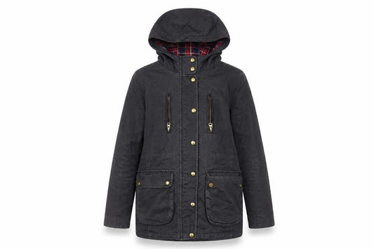 Front view of Topshop women’s blue denim jacket, size UK 8