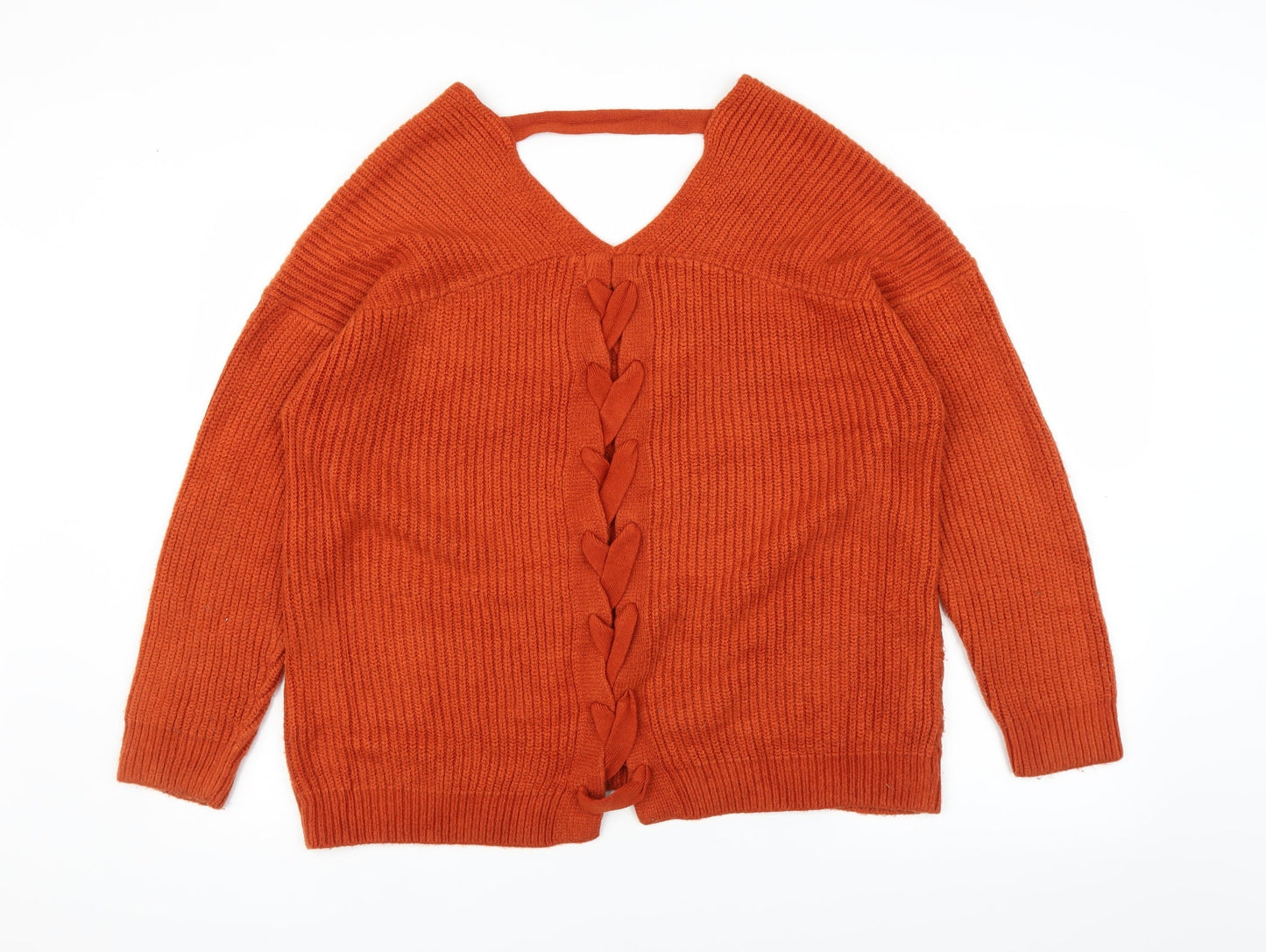New Look Womens Orange  Knit Pullover Jumper Size M