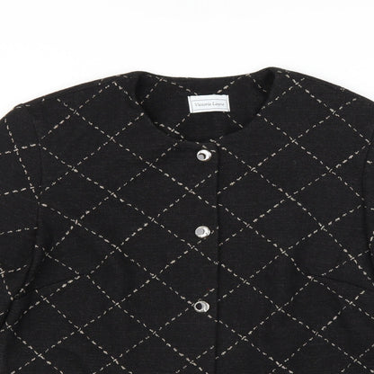 Close-up detail of Victoria Layne women’s black jacket, size UK 12